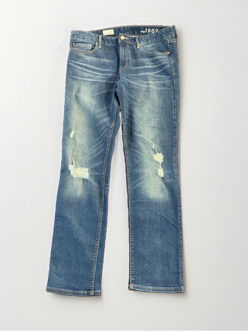 GAP 1969 Distressed Real Straight Jeans Size 30 R Womens